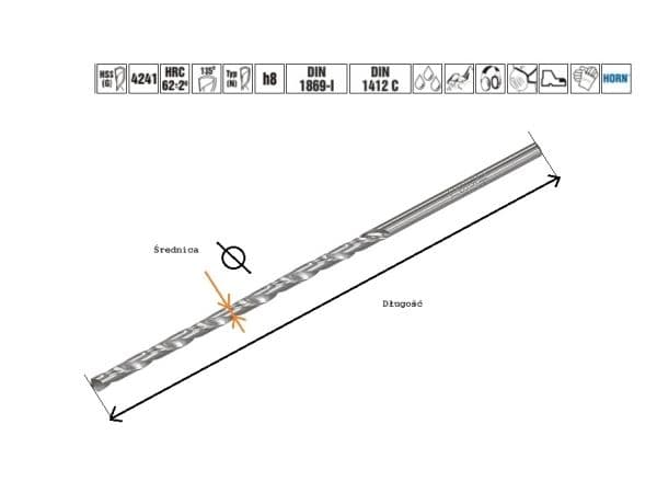 Borr i metall vit Kp 10,0 x 340 mm