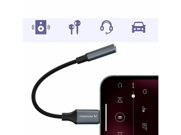 Adapter Wozinsky WALJ-01 Lightning - mini jack 3,5mm - czarny