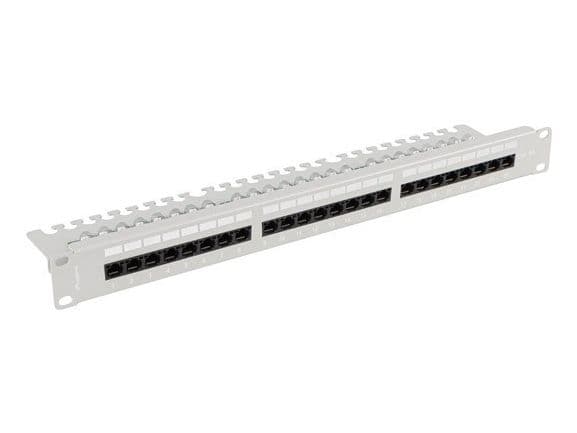 PATCHPANEL 24 PORTAR 1U 19" CAT.6A UTP MED KABELARRANGÖR LANBERG GRÅ
