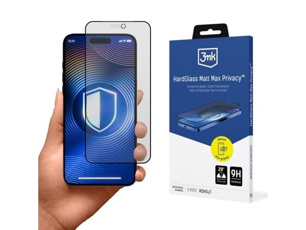 3mk HardGlass Matt Max Privacy Tempered Glass for iPhone 18 Pro