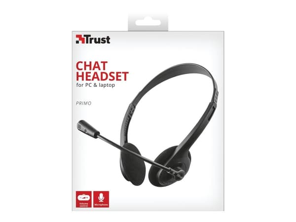 Headset, Trust Primo Chat, on-ear, kablet, sort