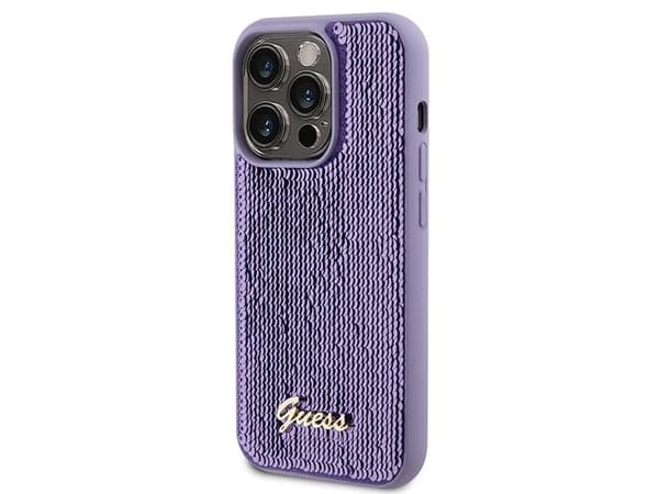 Guess Sequin Script metallskal till iPhone 15 Pro Max - lila