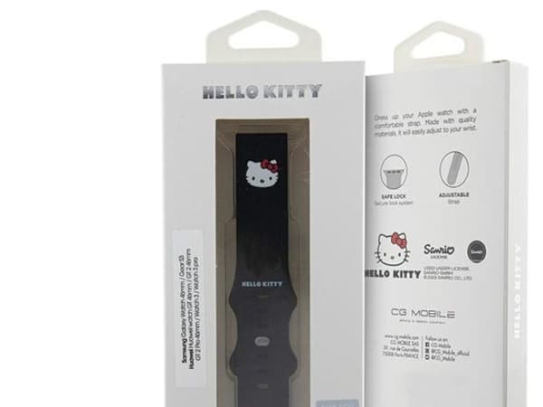 Sourcing Hello Kitty universalrem HKUWLSCHBLK silikon Kitty hode sort/sort 22 mm