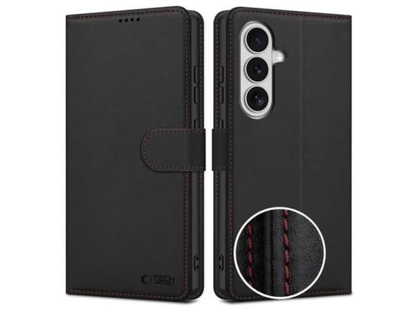 Tech-Protect Wallet Case for Samsung Galaxy S26 - Black and Red