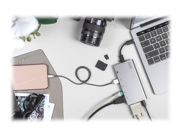 DIGITUS DA-70877 - Dokkingstasjon - USB-C - VGA, HDMI - 1GbE