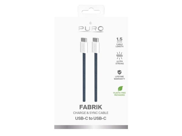 PURO PUCCCFABK415MTDKBLUE, 1,5 m, USB C, USB C, USB 2.0, 0,48 Gbit/s, Blå