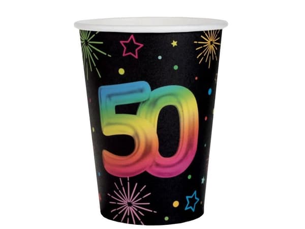 Sorte og regnbue papirkopper, 50 år