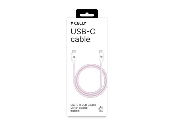 Celly USBCUSBCCOTTPK, 1,5 m, USB C, USB C, Rosa, Hvit