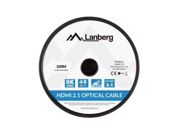 KAAPELI HDMI M/M V2.1 100M 8K MUSTA OPTINEN AOC LANBERG