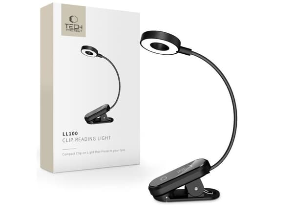 Tech-Protect LL100 Wireless Lamp with Clip + USB-A / USB-C Cable 30 cm - Black