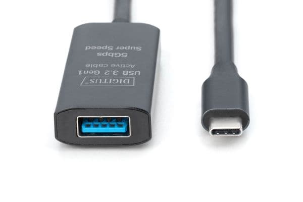Active USB-C Extension Cable, 5m 5G, USB 3.0, USB-C - USB-A (M/F)