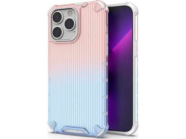 Ombre Protect-etuiet til iPhone 14 Pro Max, rosa/blå rustet