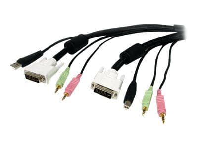 StarTech.com 6 ft 4-in-1 USB DVI KVM Cable with Audio and Microphone - DVI KVM Cable - USB KVM Cable - KVM Switch Cable (USBDVI4N1A6) - Förlängning...
