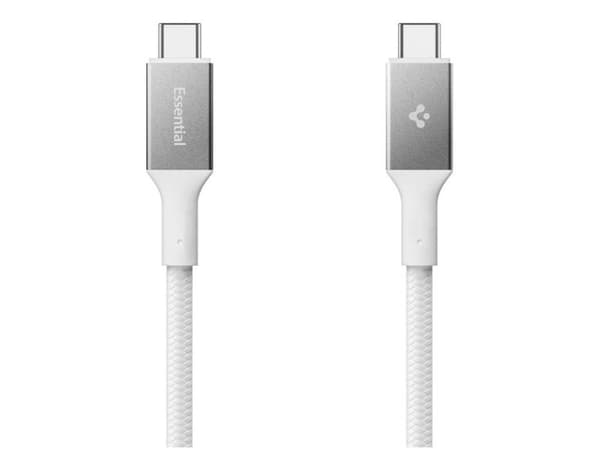 Spigen Essential EB24015CC, 1,5 m, USB C, USB C, USB4 Gen 3x2, 40 Gbit/s, Valkoinen
