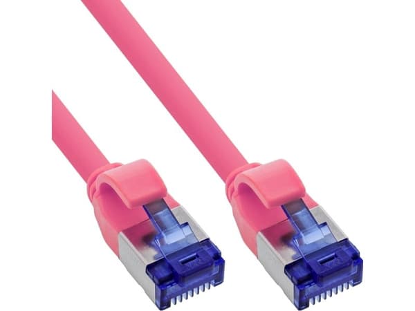 InLine Patchcord Slim Cat.6A S/FTP TPE (LSZH) flexibel PoE rosa 5m (74905M)