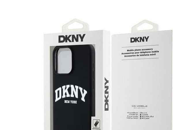 DKNY Liquid Silicone White Printed Logo MagSafe iPhone 13 Pro Max Case - Black