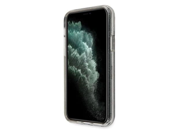 Guess GUHCN65PCGLSI hard case med glitter til iPhone 11 Pro Max - sølv/sølv