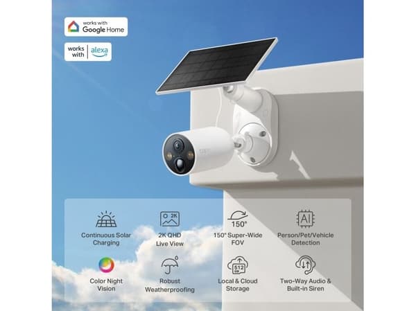 TP-Link Tapo C425 KIT, IP-säkerhetskamera, Utomhus, Trådlös, Innertak/vägg, Vit, Projektil (form)