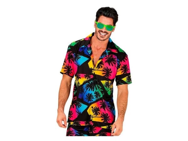 Sort neon hawaii skjorte