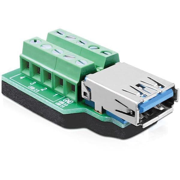 DeLOCK 65370, USB 3.0-A, 10p, Musta, Vihreä, Hopea