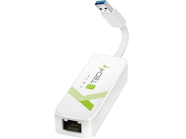 Techly IDATA USB-ETGIGA-3A, Kabel, USB, Ethernet, 5000 Mbit/s, Vit