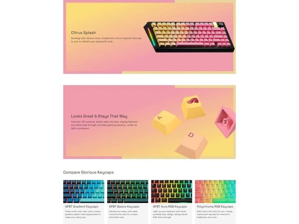 Glorious PC Gaming Race GPBT Gradient keycaps ANSI US PBT dye-sub – Grapefruit