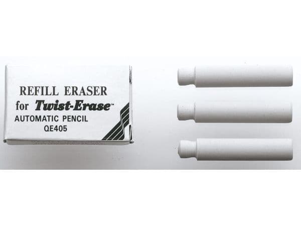 Pentel Twist Erase suddgummi refill E10, vit (3 st.)