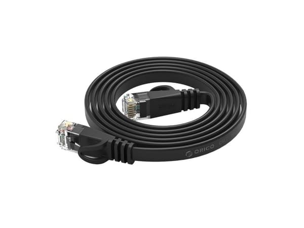 Orico PUG-C7B CAT7 Ethernet-verkkokaapeli 10 Gbps, RJ45, litteä, 2 m – musta