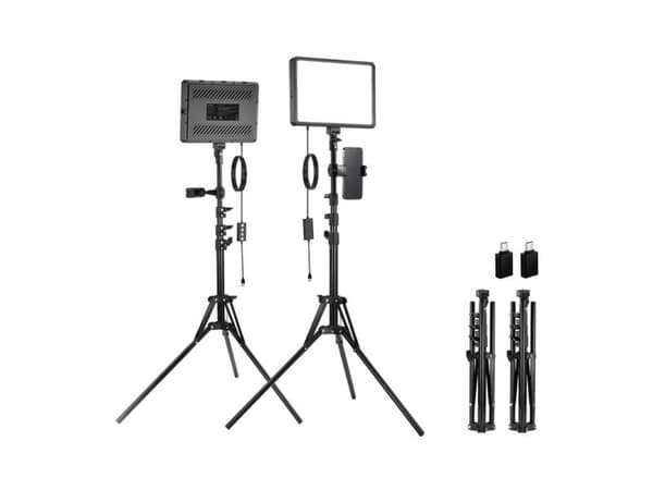 Neewer BP300 studio set two LED lights + tripods + phone holders