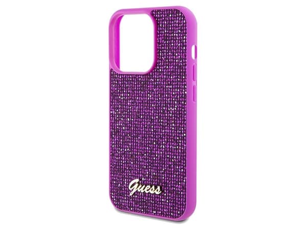 Guess Disco Metal Script-etui til iPhone 14 Pro - fuchsia