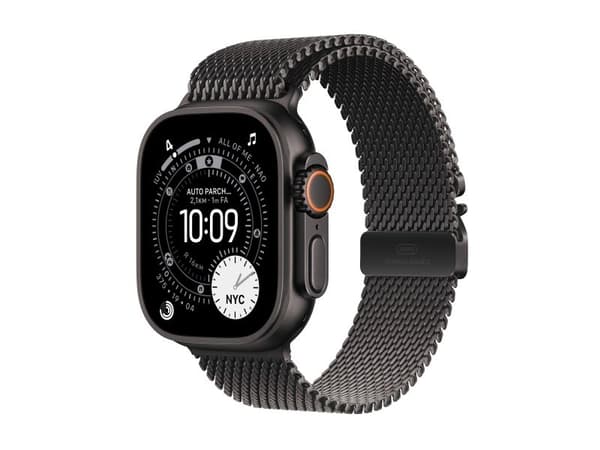 Apple Watch Ultra 3 GPS + Cellular 49mm Black Titanium Case with Black Titanium Milanese Loop - Medium