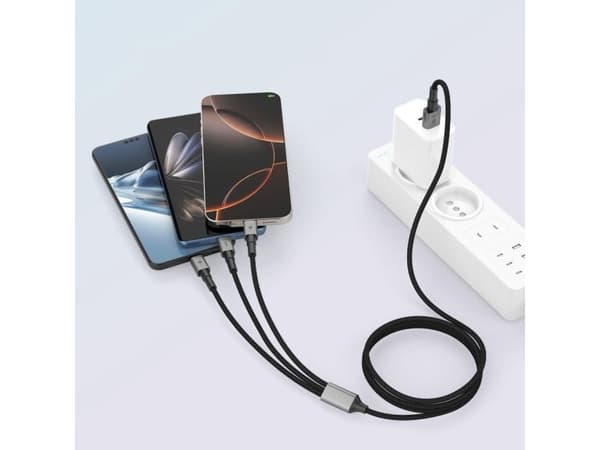 USB-kabel Tech-Protect USB-A til USB-C + microUSB + Lightning 1,2 m grå (5906302330294)