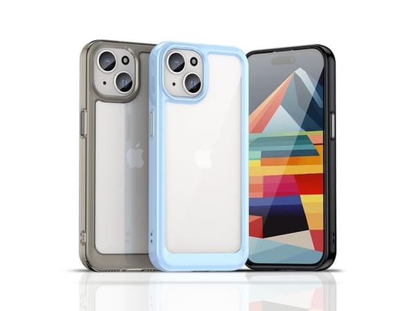 iPhone 15 Plus Outer Space forsterket deksel med fleksibel ramme - blå