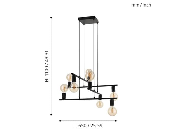 EGLO MEZZANA PENDEL E27 8L SORT