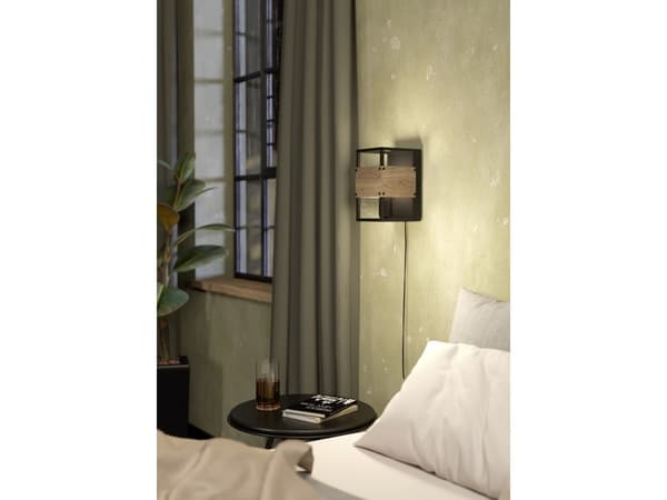 EGLO EVESHAM vegglampe E27 svart tre