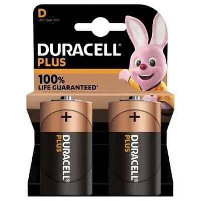 Batterier Duracell Plus Power D alkaliske 2 stk/pakning