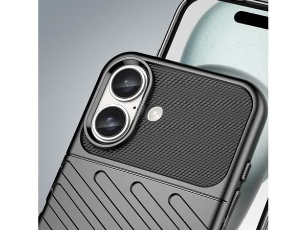 Thunder case för iPhone 16 Plus silikonfodral - svart