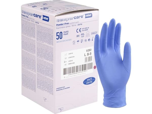 Steril undersøgelseshandske, Sempercare Velvet, L, lavendelblå, nitril