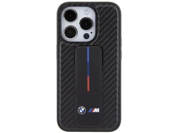 BMW Grip Stand Smooth & Carbon-deksel til iPhone 15 Pro - svart
