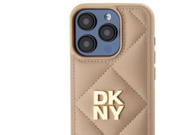 DKNY Quilted Stack Logo fodral till iPhone 15 Pro Max - beige