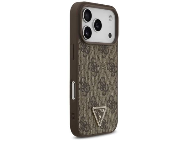 Etui Guess Leather 4G Triangle StrassMagSafe do iPhone 18 Pro / 17 Pro brazowy