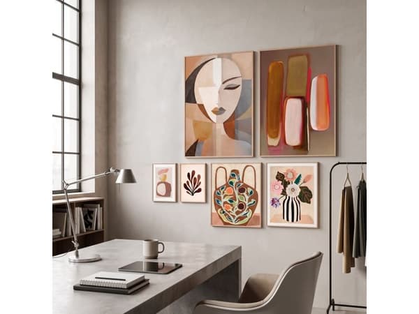 ONE GALLERY Modern Graphic – 6 indrammede grafiske kunsttryk