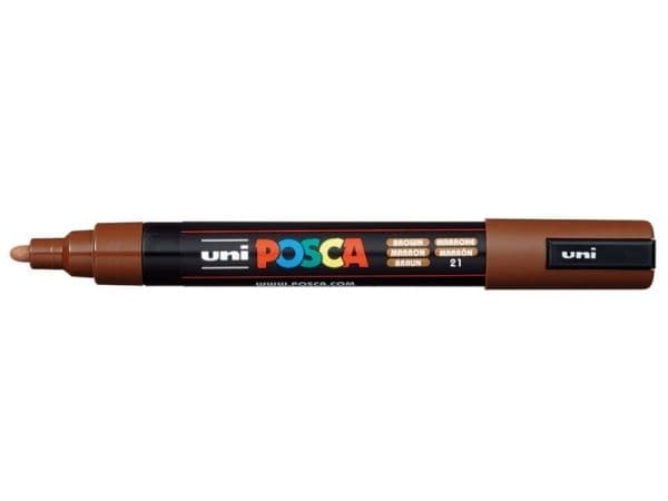 Uni POSCA, 1 styck, Brun, Rundad spets, Rund, Medium, 1,8 mm