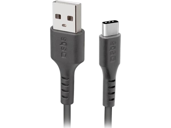 SBS Mobile USB-A - USB-C 2 m USB-kaapeli Musta (1027841)