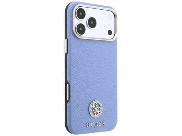 Guess Grained Round Strass Logo MagSafe Case for iPhone 18 Pro Max / 17 Pro Max - Blue
