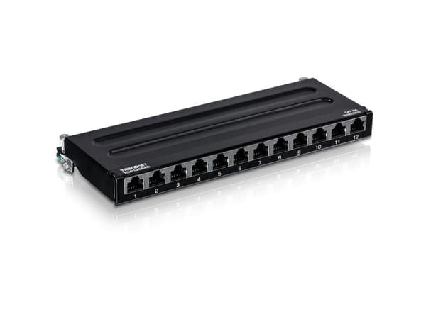 TRENDnet TC-P12C6AS - Patch-panel - väggmontering - CAT 6a - STP - RJ-45 X 12 - 0.5U