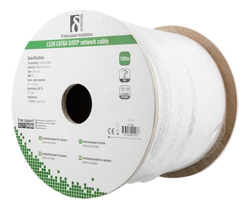 DELTACO - Bulkkabel - 100 m - UTP - CAT 6a - halogenfri, solid - vit