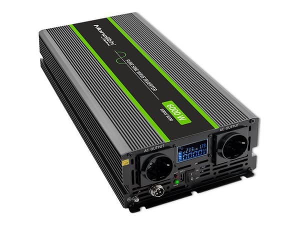Qoltec Monolith spenningsomformer | 3000W | 6000W | 24V til 230V | Ren sinus | LCD