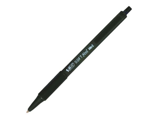 Kuglepen BIC Soft Feel sort - med klikmekanisme - (12 stk.)