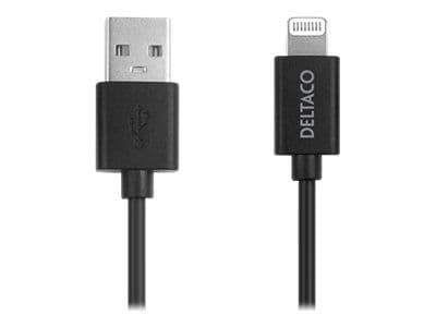 DELTACO – Lightning-kaapeli – USB-uros – Lightning-uros – 2 m – musta